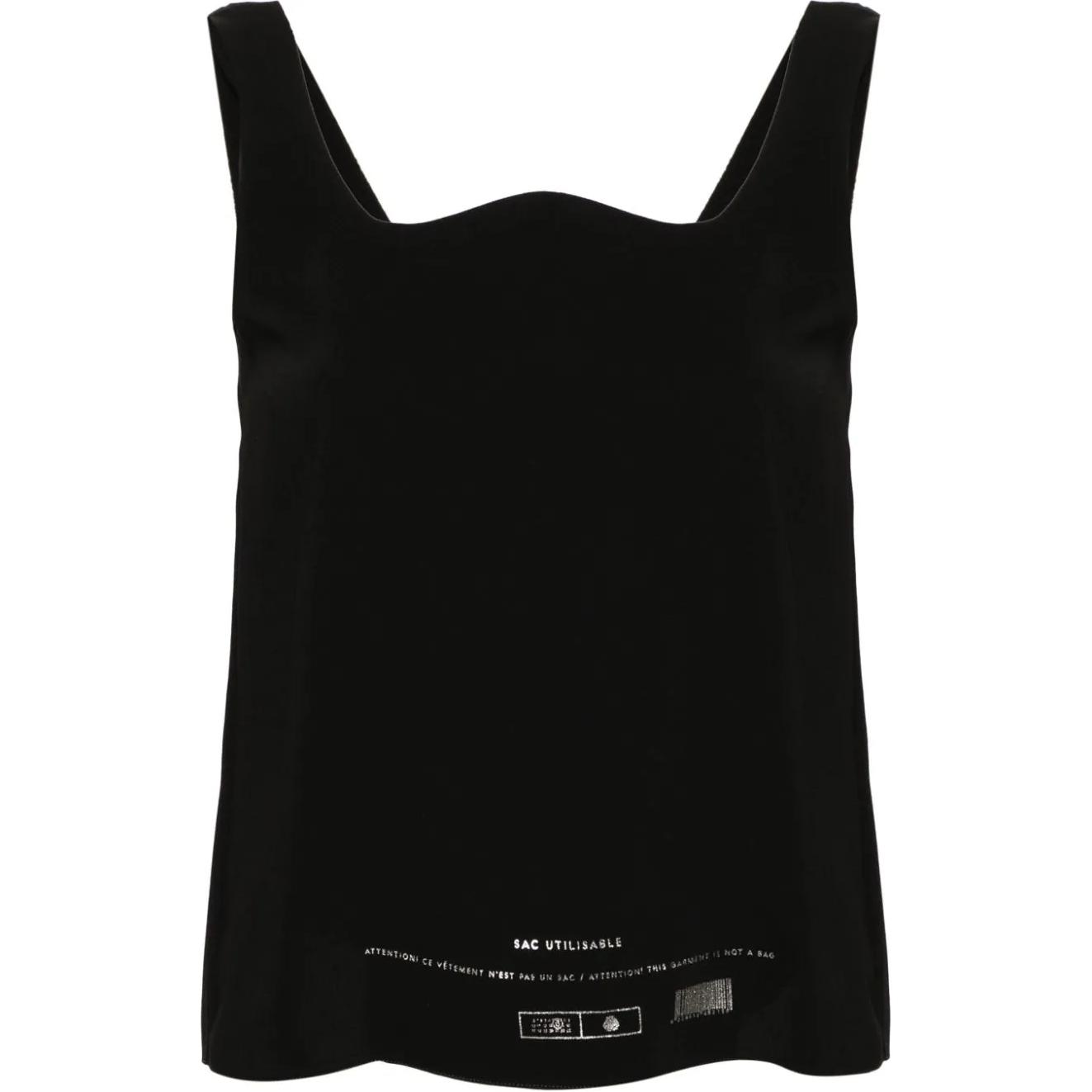 Order (W) MM6 Maison Margiela 黑色印花切割寬肩帶背心 女士 FW24 S52NL0068S37977-BLACK