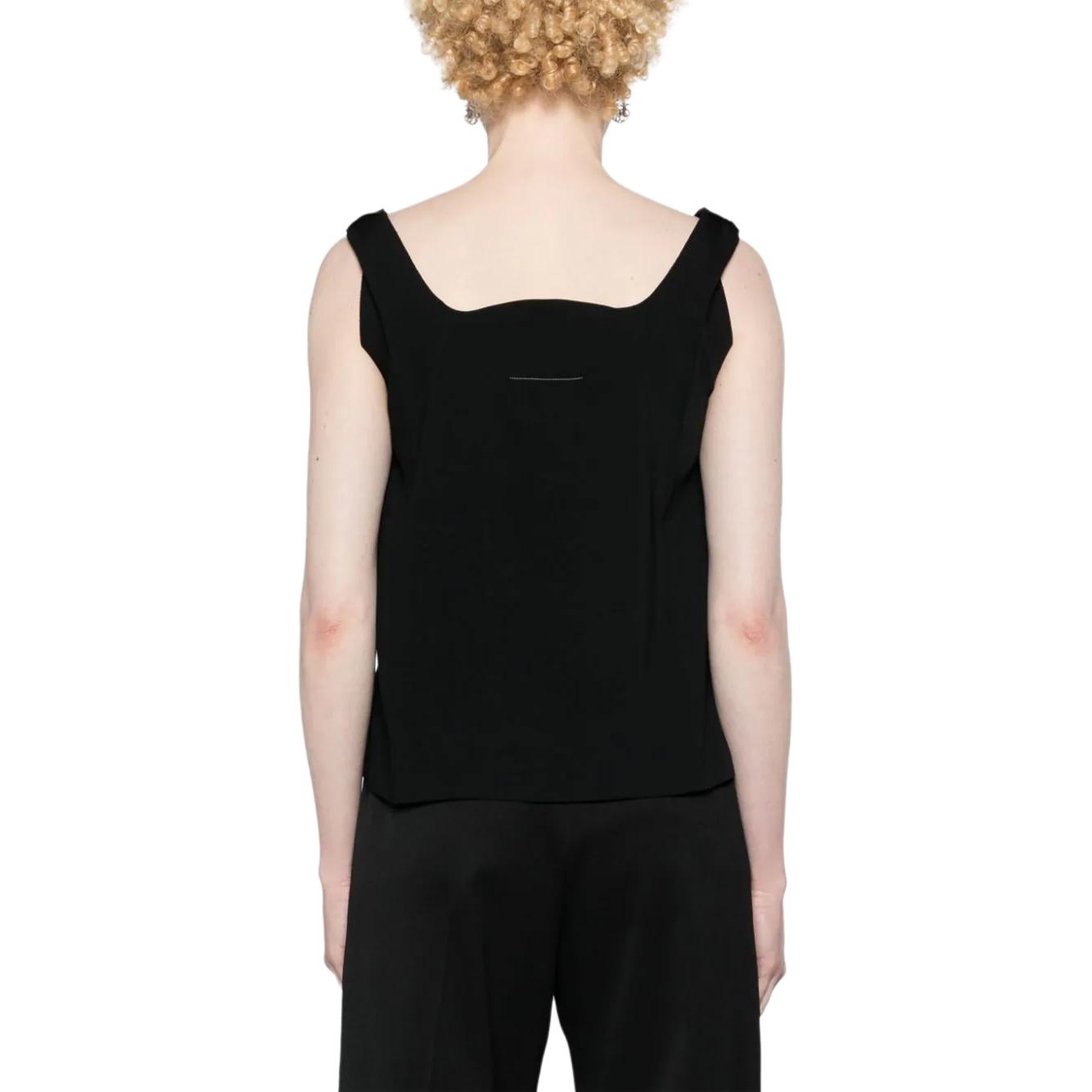 Shop (W) MM6 Maison Margiela 黑色印花切割寬肩帶背心 女士 FW24 S52NL0068S37977-BLACK