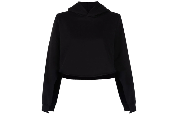 Order (W) MM6 Maison Margiela 黑色切割袖連帽衫 FW21 中性時尚款式。 S52GU0159S25337-900