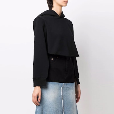 (W) MM6 Maison Margiela 黑色切割袖連帽衫 FW21 中性時尚款式。 S52GU0159S25337-900 Purchase (W) MM6 Maison Margiela 黑色切割袖連帽衫 FW21 中性時尚款式。 S52GU0159S25337-900