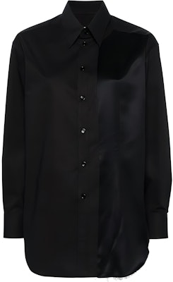 (W) MM6 메종 마르지엘라 디스트레스드 패치워크 버튼 셔츠 여성 블랙 FW24. S52DT0036S47294-BLACK Buy (W) MM6 메종 마르지엘라 디스트레스드 패치워크 버튼 셔츠 여성 블랙 FW24. S52DT0036S47294-BLACK