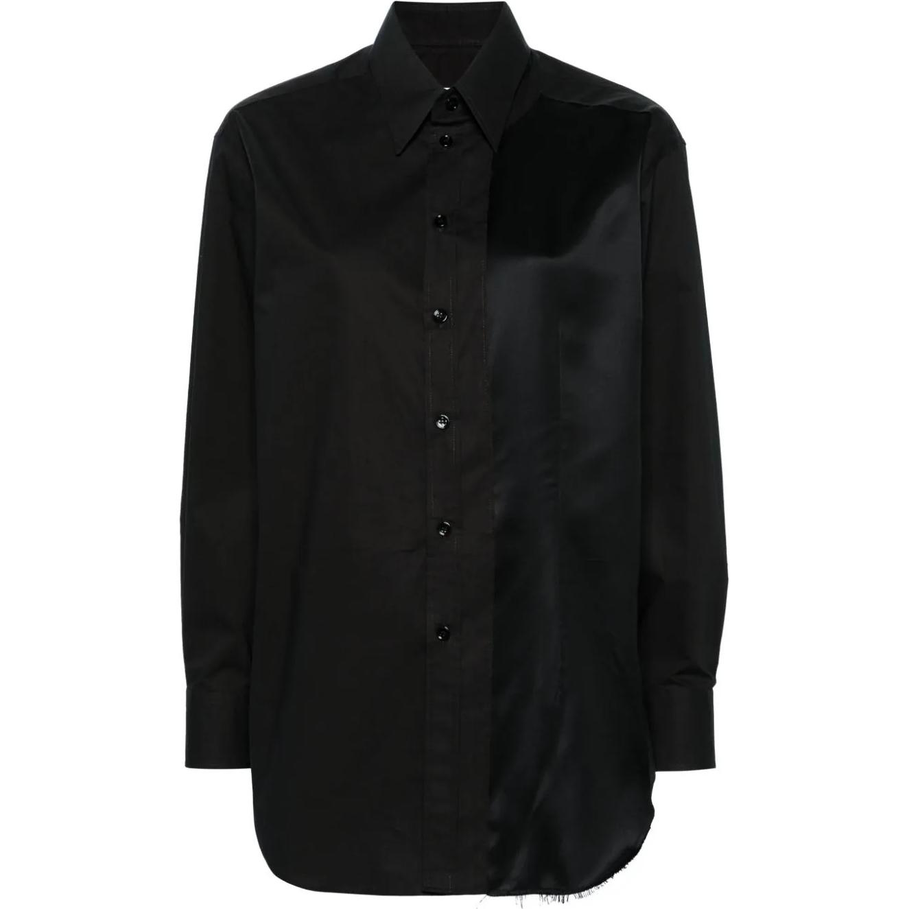 Order (W) MM6 메종 마르지엘라 디스트레스드 패치워크 버튼 셔츠 여성 블랙 FW24. S52DT0036S47294-BLACK