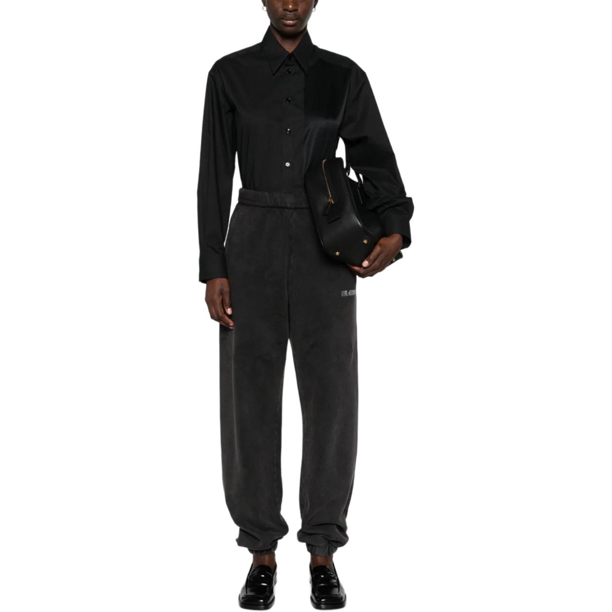 Lookbook (W) MM6 메종 마르지엘라 디스트레스드 패치워크 버튼 셔츠 여성 블랙 FW24. S52DT0036S47294-BLACK