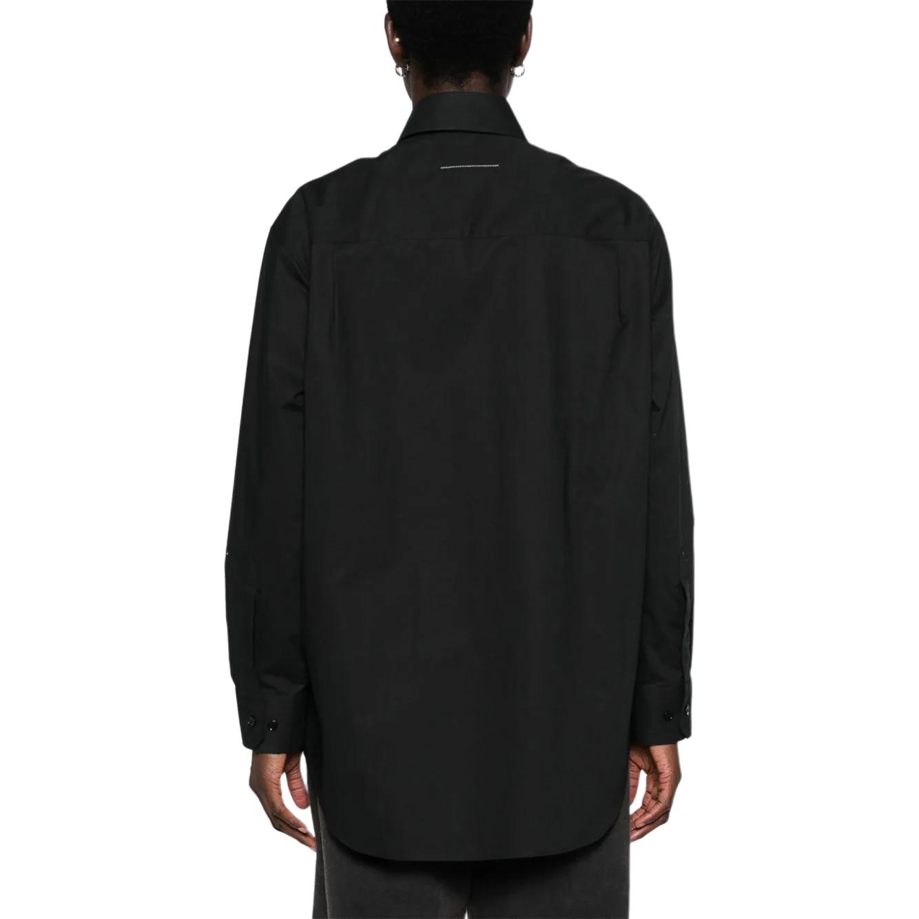 Shop (W) MM6 메종 마르지엘라 디스트레스드 패치워크 버튼 셔츠 여성 블랙 FW24. S52DT0036S47294-BLACK