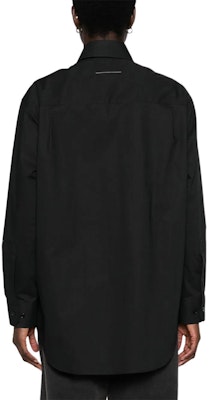 (W) MM6 메종 마르지엘라 디스트레스드 패치워크 버튼 셔츠 여성 블랙 FW24. S52DT0036S47294-BLACK Shop (W) MM6 메종 마르지엘라 디스트레스드 패치워크 버튼 셔츠 여성 블랙 FW24. S52DT0036S47294-BLACK