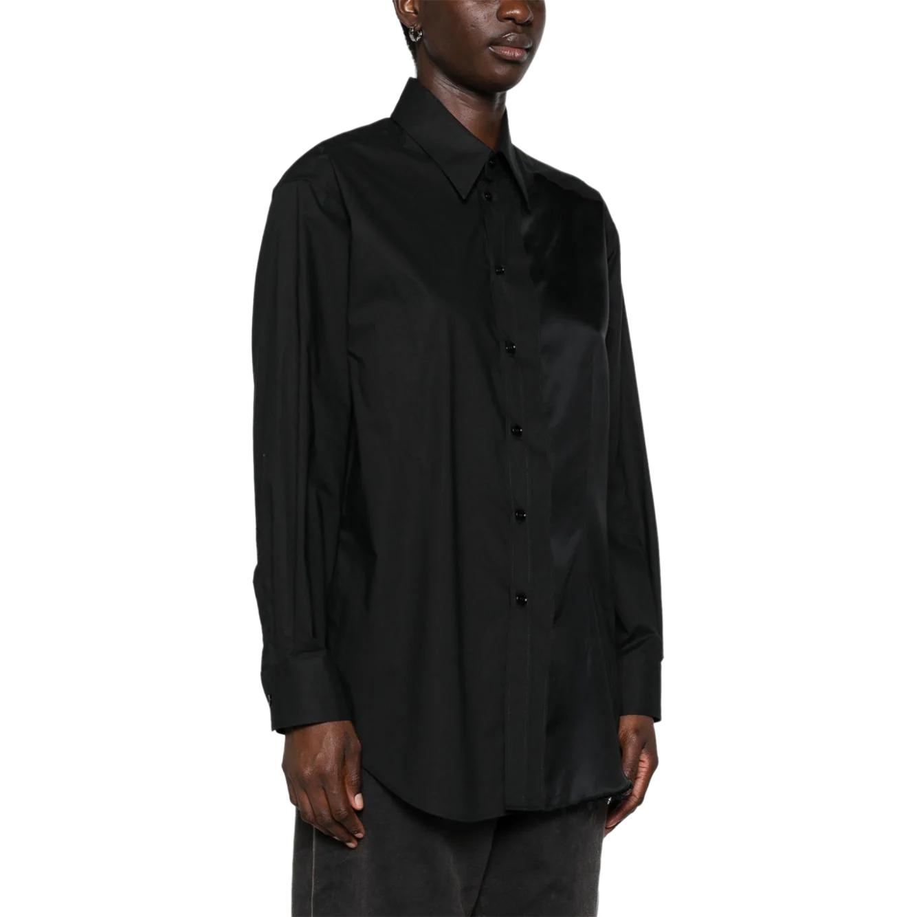 Purchase (W) MM6 메종 마르지엘라 디스트레스드 패치워크 버튼 셔츠 여성 블랙 FW24. S52DT0036S47294-BLACK