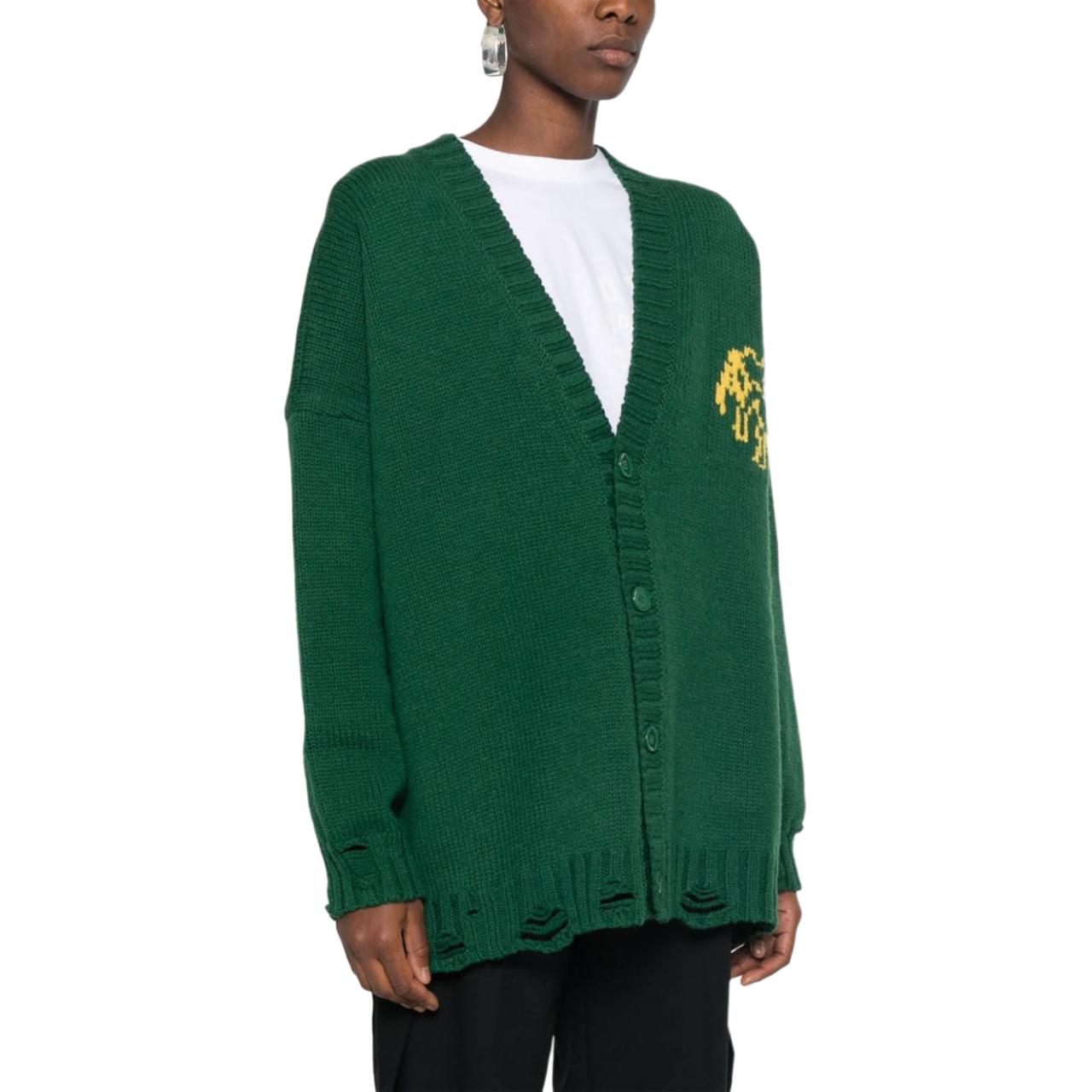 Purchase (W) MM6 Maison Margiela 綠色破壞風V領寬鬆針織毛衣。 S62HP0023M13075-GREEN