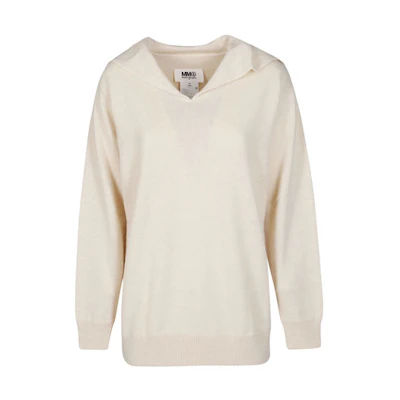 (Women) MM6 Maison Margiela FW21 Beige Loose-Fit Wool Pullover Sweater. S52HA0229S17774103