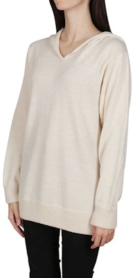 (Women) MM6 Maison Margiela FW21 Beige Loose-Fit Wool Pullover Sweater. S52HA0229S17774103 Details for (Women) MM6 Maison Margiela FW21 Beige Loose-Fit Wool Pullover Sweater. S52HA0229S17774103