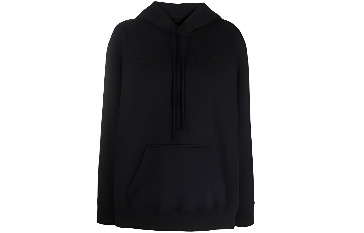 (Women) MM6 Maison Margiela FW21  Black Logo Drawstring Knit Hoodie. S52GU0152S25337900