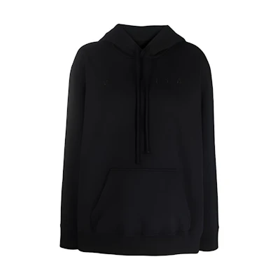 (Women) MM6 Maison Margiela FW21 Black Logo Drawstring Knit Hoodie. S52GU0152S25337900