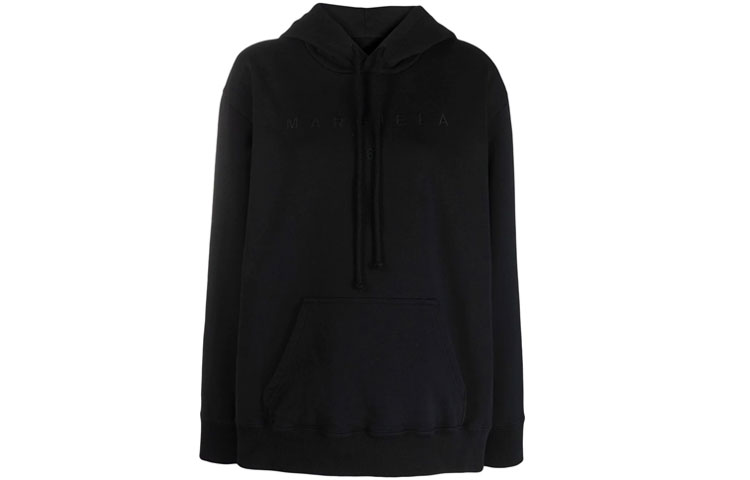 Order (Women) MM6 Maison Margiela FW21  Black Logo Drawstring Knit Hoodie. S52GU0152S25337900