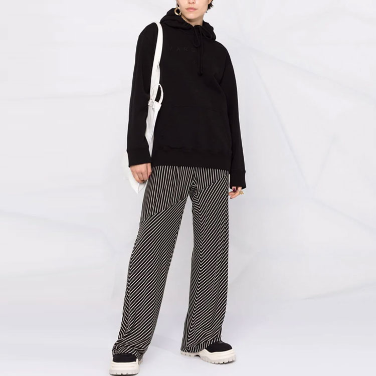 Lookbook (Women) MM6 Maison Margiela FW21  Black Logo Drawstring Knit Hoodie. S52GU0152S25337900