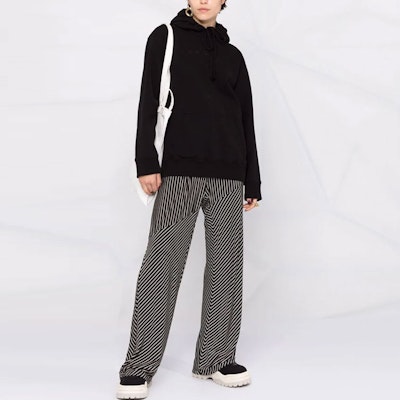 (Women) MM6 Maison Margiela FW21 Black Logo Drawstring Knit Hoodie. S52GU0152S25337900 Lookbook (Women) MM6 Maison Margiela FW21 Black Logo Drawstring Knit Hoodie. S52GU0152S25337900