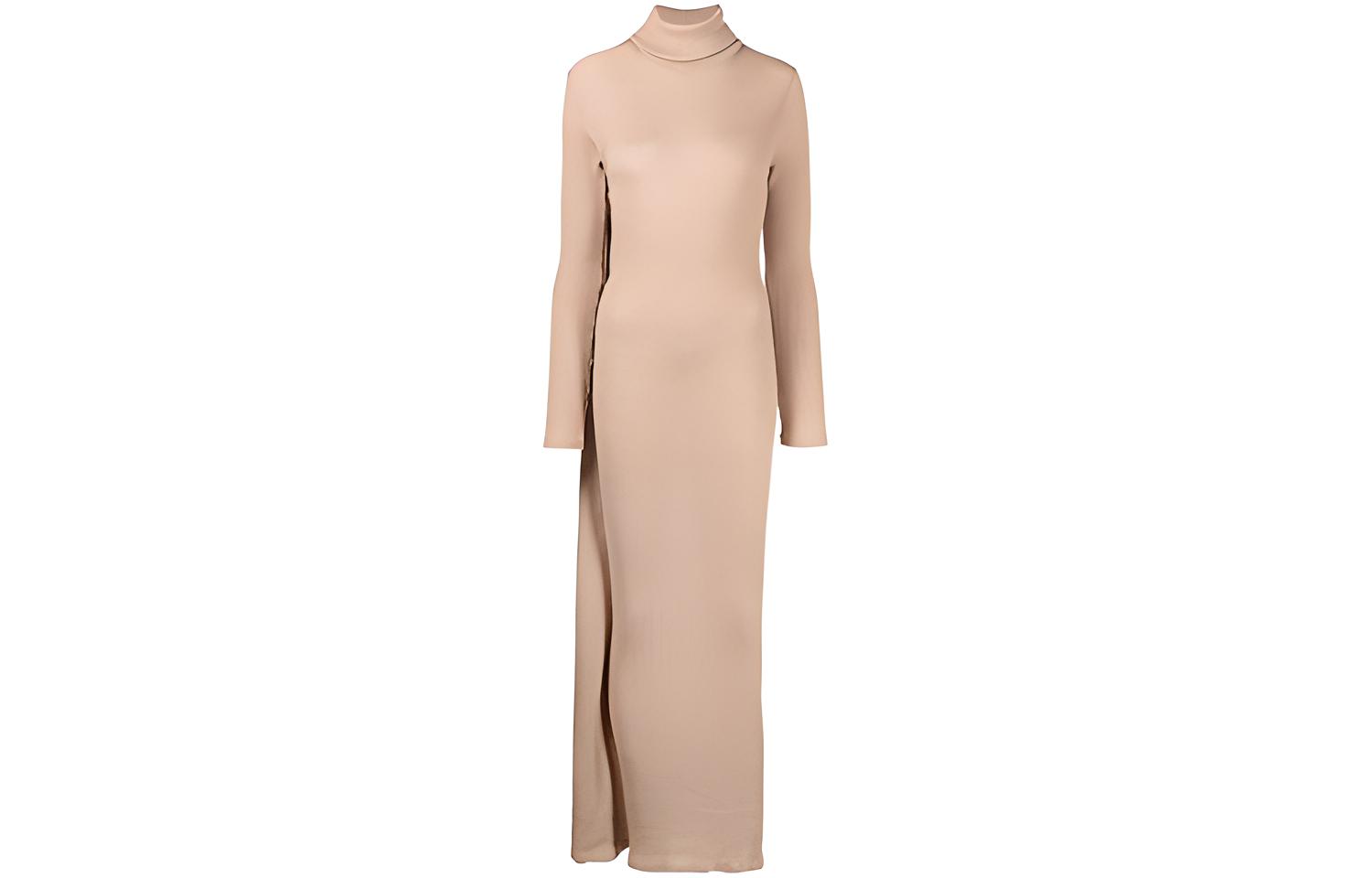 (Women) MM6 Maison Margiela FW21  Brown Turtleneck Knit Long Sleeve Dress S52CT0643S23735121