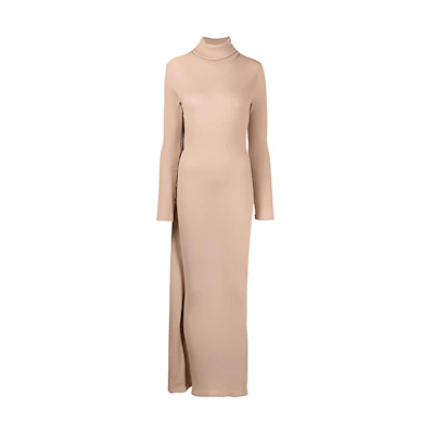 (Women) MM6 Maison Margiela FW21 Brown Turtleneck Knit Long Sleeve Dress S52CT0643S23735121