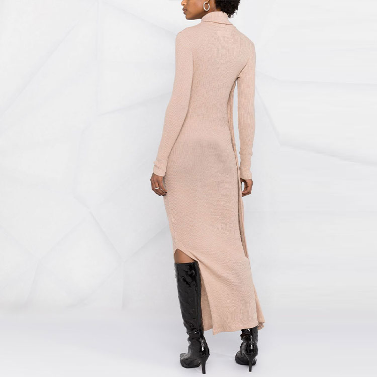 Shop (W) MM6 Maison Margiela FW21 Coklat Gaun Knit Lengan Panjang Leher Penyu S52CT0643S23735121