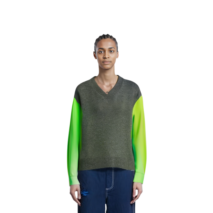 Details for (W) MM6 Maison Margiela FW21 綠色V領羊毛毛衣長袖上衣 S52HA0232S17772002F