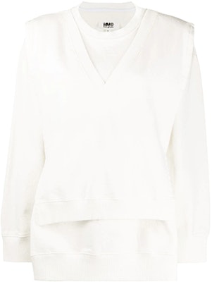 (Women) MM6 Maison Margiela FW21 White Two-in-One Pullover Sweatshirt. S52GU0107S25337101 Buy (Women) MM6 Maison Margiela FW21 White Two-in-One Pullover Sweatshirt. S52GU0107S25337101