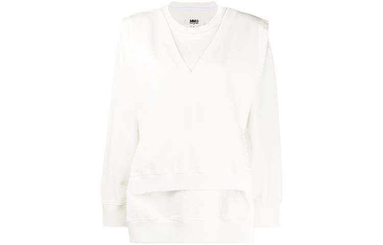 Order (Women) MM6 Maison Margiela FW21  White Two-in-One Pullover Sweatshirt. S52GU0107S25337101