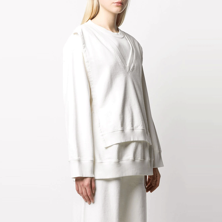 Purchase (Women) MM6 Maison Margiela FW21  White Two-in-One Pullover Sweatshirt. S52GU0107S25337101
