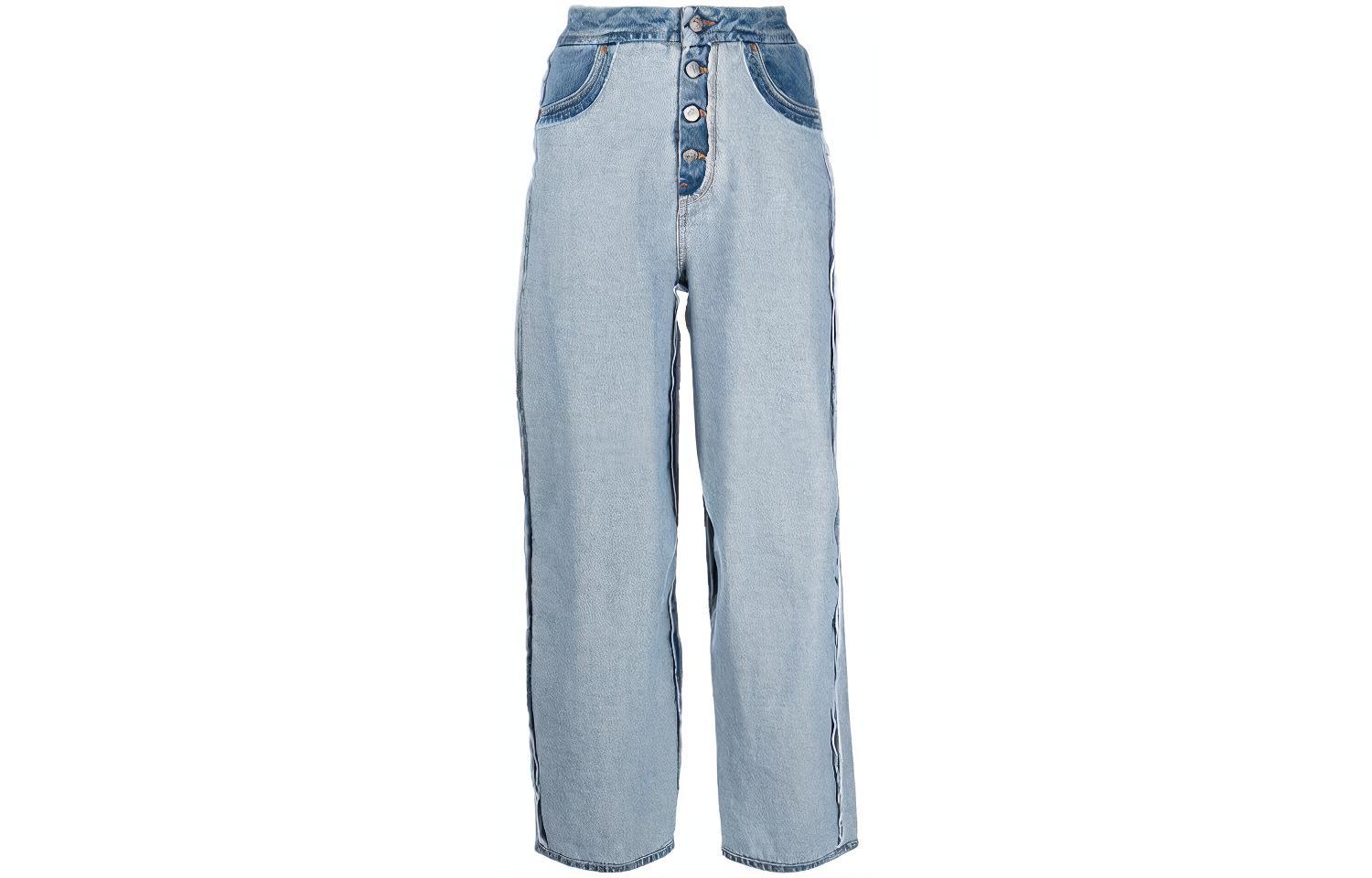 (Women) MM6 Maison Margiela FW21 Blue Reverse Stitch Logo Patch Denim Jeans Women S62LB0066S30783962