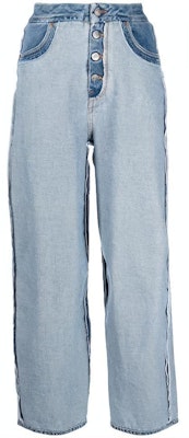 (Women) MM6 Maison Margiela FW21 Blue Reverse Stitch Logo Patch Denim Jeans Women S62LB0066S30783962 Buy (Women) MM6 Maison Margiela FW21 Blue Reverse Stitch Logo Patch Denim Jeans Women S62LB0066S30783962