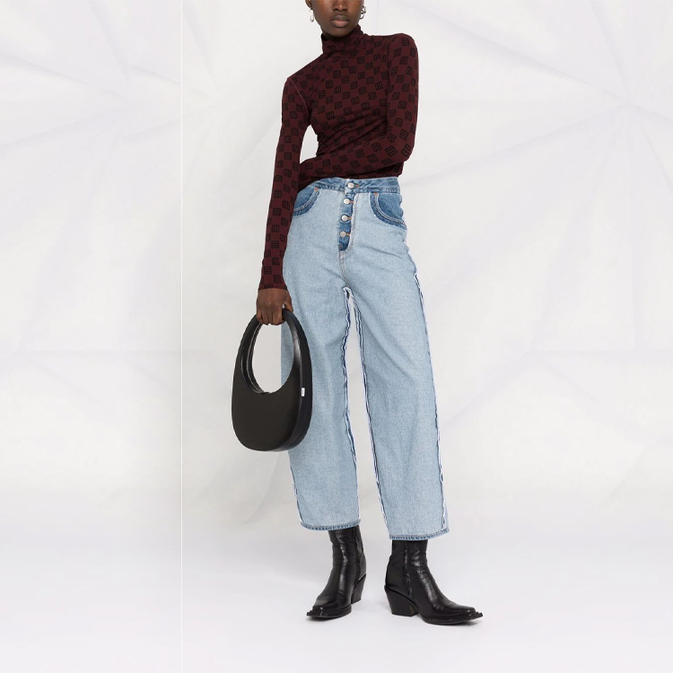 Lookbook (Women) MM6 Maison Margiela FW21 Blue Reverse Stitch Logo Patch Denim Jeans Women S62LB0066S30783962