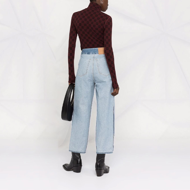 Shop (Women) MM6 Maison Margiela FW21 Blue Reverse Stitch Logo Patch Denim Jeans Women S62LB0066S30783962