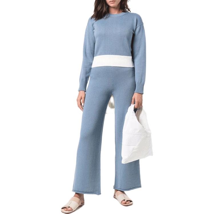 Lookbook (Women) MM6 Maison Margiela FW21 Contrast Hem Wool Pullover Sweater Women Blue S52HA0225S17767003F