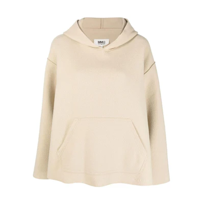 (Women) MM6 Maison Margiela FW22 Beige Wool Hoodie with Kangaroo Pocket. S52NC0286S54898109
