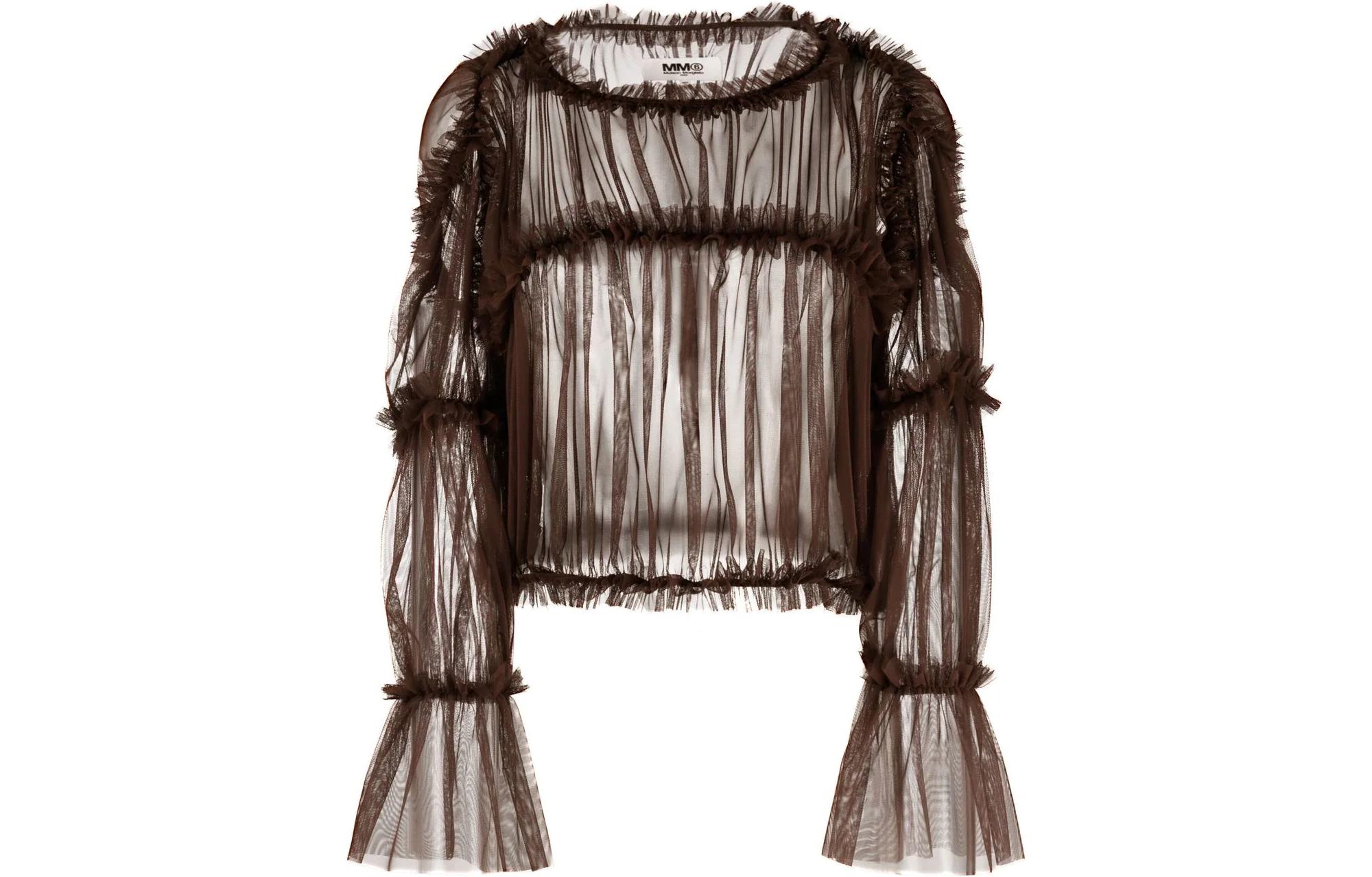 Order (W) MM6 Maison Margiela FW22 棕色透視長袖百褶襯衫 S52NC0295S24409143