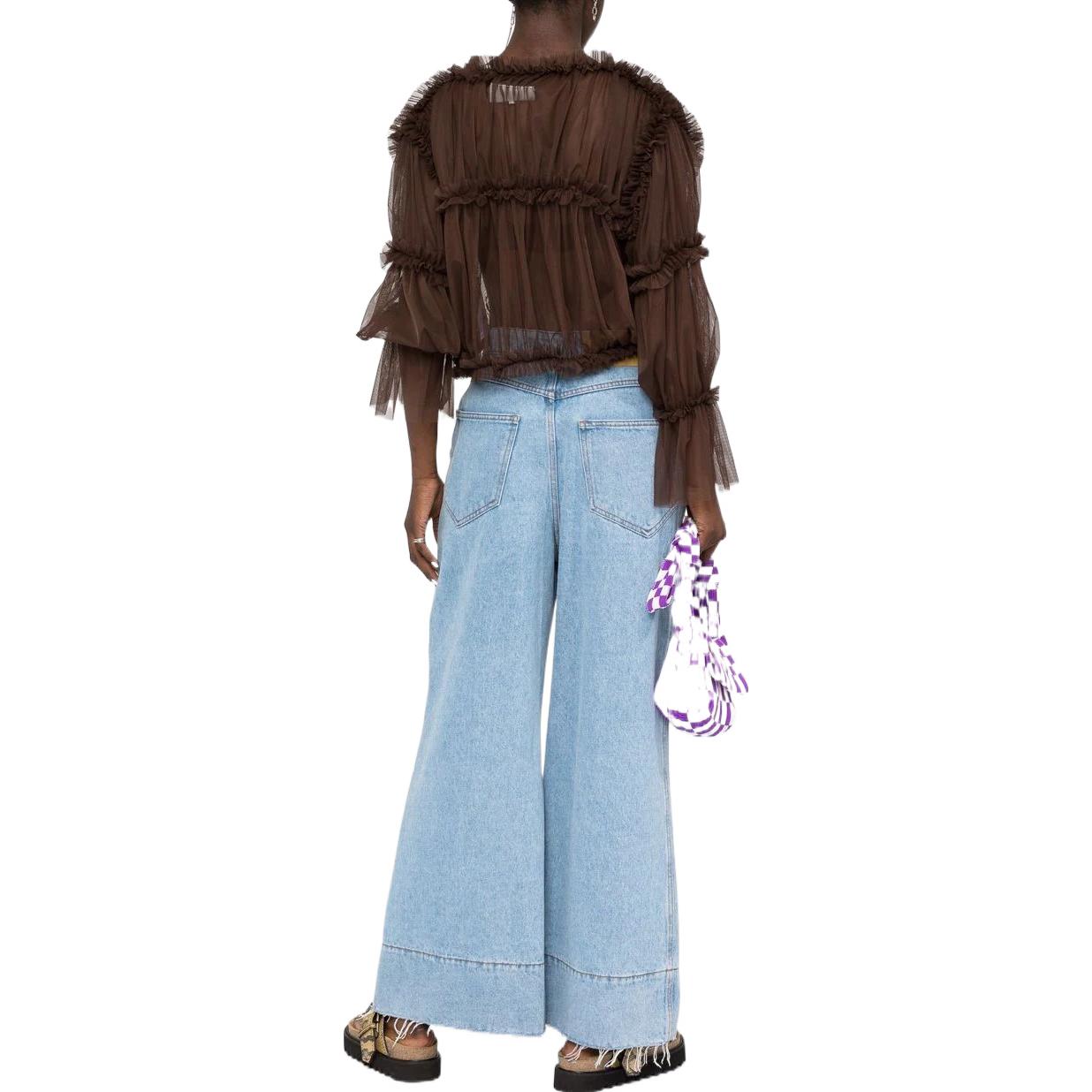 Shop (W) MM6 Maison Margiela FW22 棕色透視長袖百褶襯衫 S52NC0295S24409143