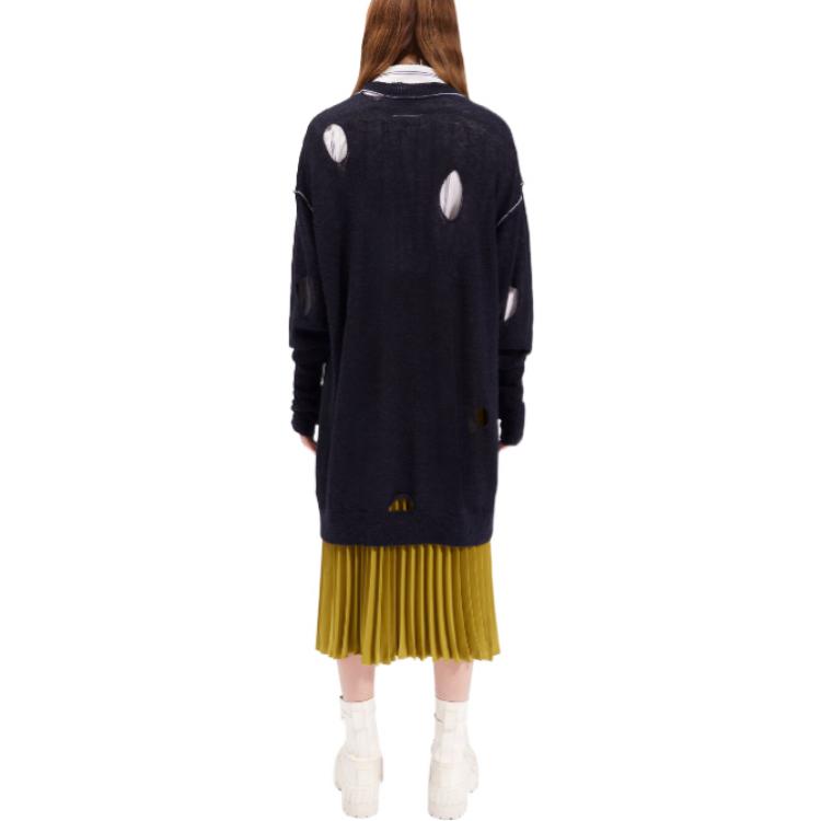 Shop (Women) MM6 Maison Margiela FW22  Distressed V-Neck Pullover Sweater Black S52HA0251S18057900