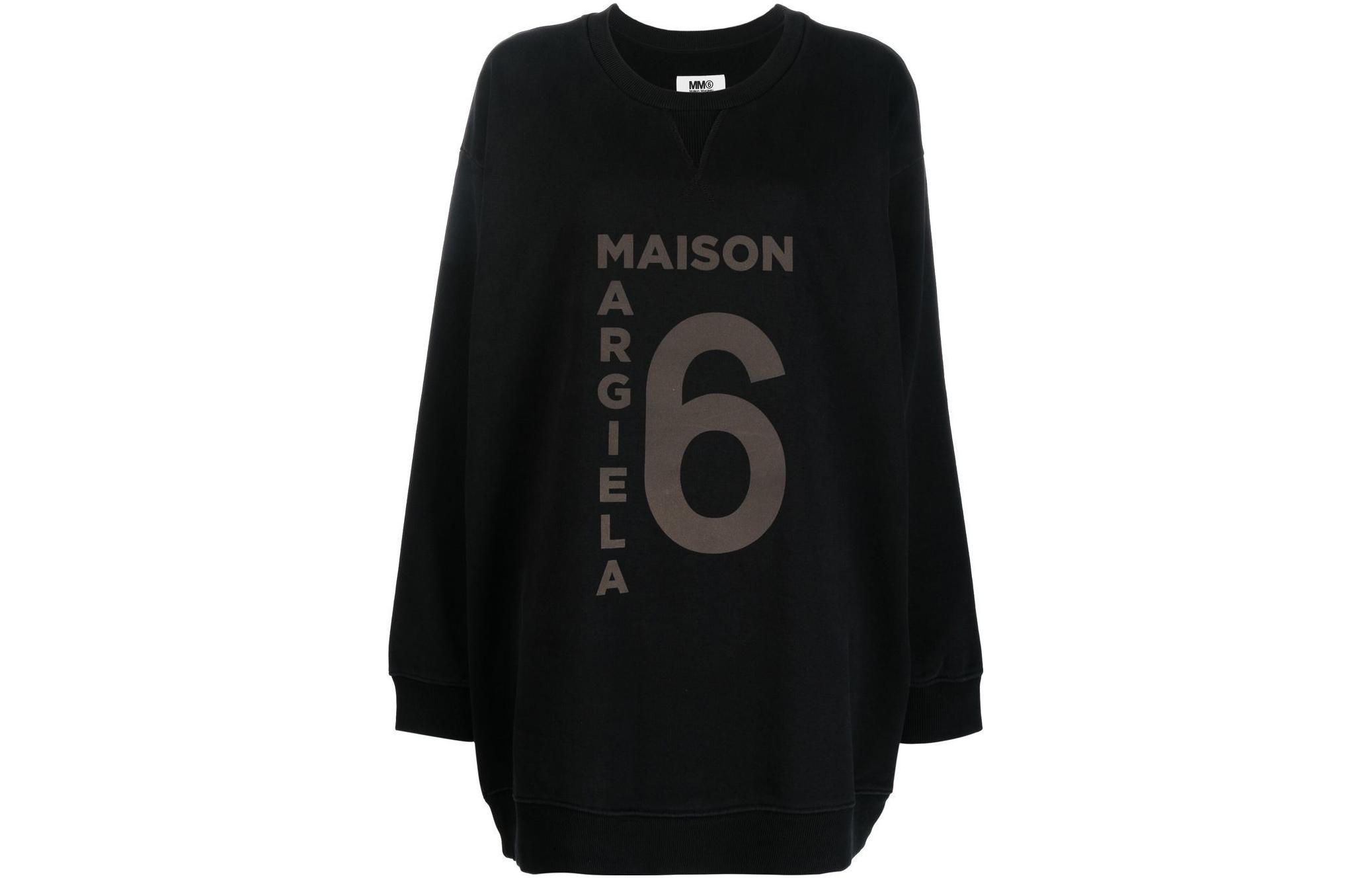 (Women) MM6 Maison Margiela FW22 Alphanumeric Print Oversized Sweatshirt Women Black S52GU0175S25337-900