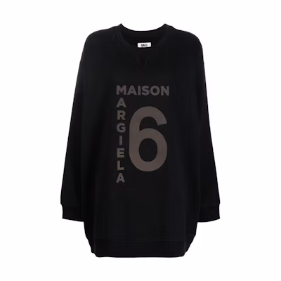 (Women) MM6 Maison Margiela FW22 Alphanumeric Print Oversized Sweatshirt Women Black S52GU0175S25337-900