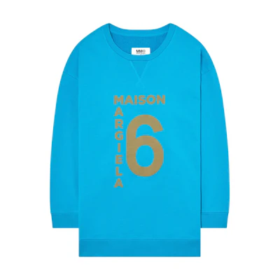 (Women) MM6 Maison Margiela FW22 Blue Alphabet Print Crewneck Sweatshirt Women S52GU0175-S25337-519