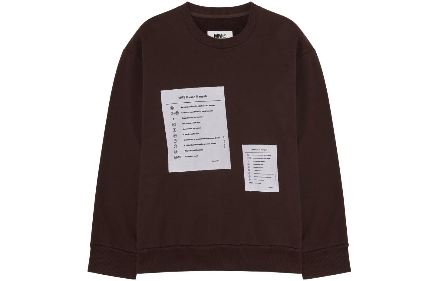 (Women) MM6 Maison Margiela FW22 Contrast Patch Brown Crewneck Pullover Sweatshirt Women S52GU0171S25537143