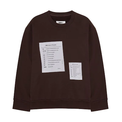 (Women) MM6 Maison Margiela FW22 Contrast Patch Brown Crewneck Pullover Sweatshirt Women S52GU0171S25537143
