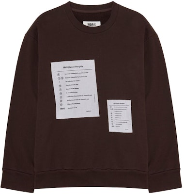 (Women) MM6 Maison Margiela FW22 Contrast Patch Brown Crewneck Pullover Sweatshirt Women S52GU0171S25537143 Order (Women) MM6 Maison Margiela FW22 Contrast Patch Brown Crewneck Pullover Sweatshirt Women S52GU0171S25537143