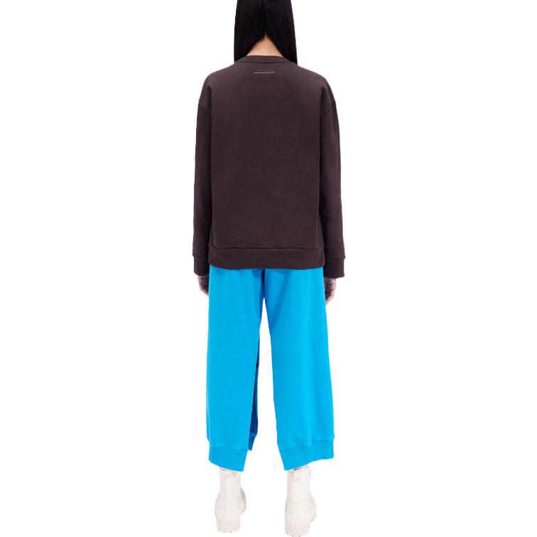 Shop (Women) MM6 Maison Margiela FW22 Contrast Patch Brown Crewneck Pullover Sweatshirt Women S52GU0171S25537143