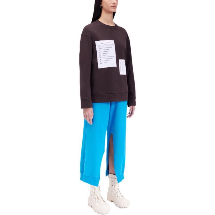 Purchase (Women) MM6 Maison Margiela FW22 Contrast Patch Brown Crewneck Pullover Sweatshirt Women S52GU0171S25537143