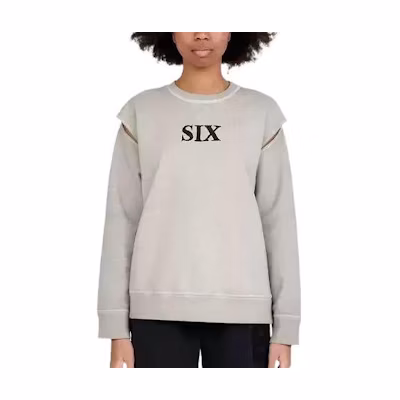 (Women) MM6 Maison Margiela FW22 Grey Patchwork Letter Print Pullover Sweatshirt Women S62GU0078S25564803