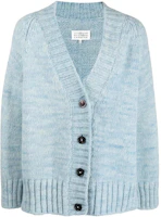 (Women) MM6 Maison Margiela FW22 Oversized V-Neck Button Cardigan Light Blue Knitwear SI0GP0004S17802488M (Women) MM6 Maison Margiela FW22 Oversized V-Neck Button Cardigan Light Blue Knitwear SI0GP0004S17802488M