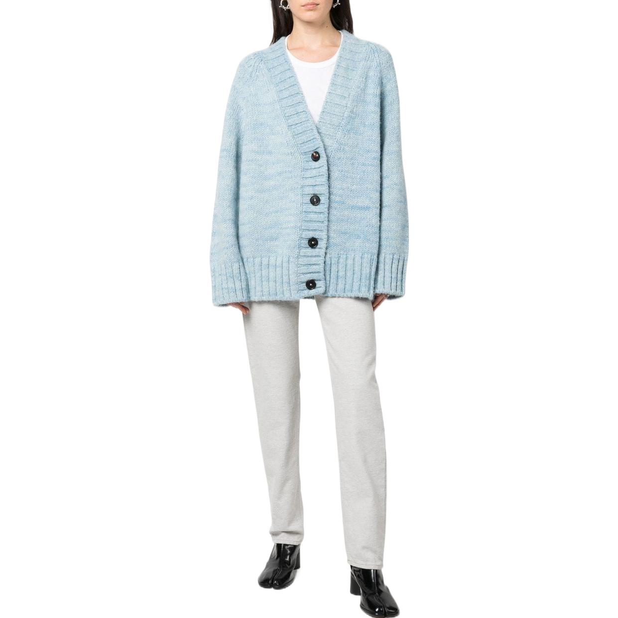 Lookbook (W) MM6 Maison Margiela FW22寬鬆V領鈕扣薄針織衫淺藍毛衣 SI0GP0004S17802488M