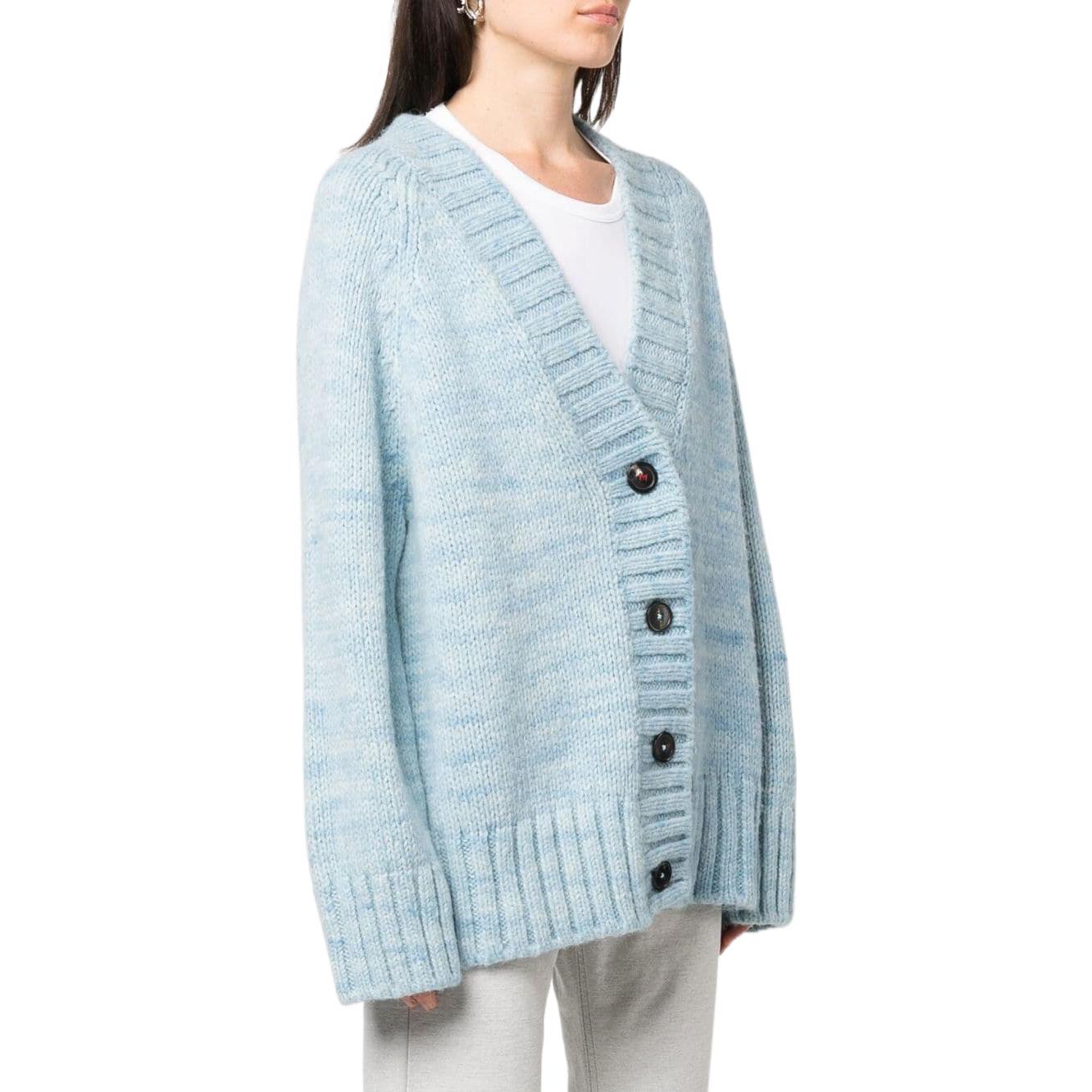 Purchase (W) MM6 Maison Margiela FW22寬鬆V領鈕扣薄針織衫淺藍毛衣 SI0GP0004S17802488M