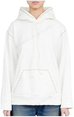 (Women) MM6 Maison Margiela FW22 White Studded Pullover Hoodie Fashion. S62GU0075S25337-101 Buy (Women) MM6 Maison Margiela FW22 White Studded Pullover Hoodie Fashion. S62GU0075S25337-101