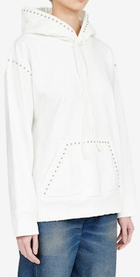 (Women) MM6 Maison Margiela FW22 White Studded Pullover Hoodie Fashion. S62GU0075S25337-101 Shop (Women) MM6 Maison Margiela FW22 White Studded Pullover Hoodie Fashion. S62GU0075S25337-101