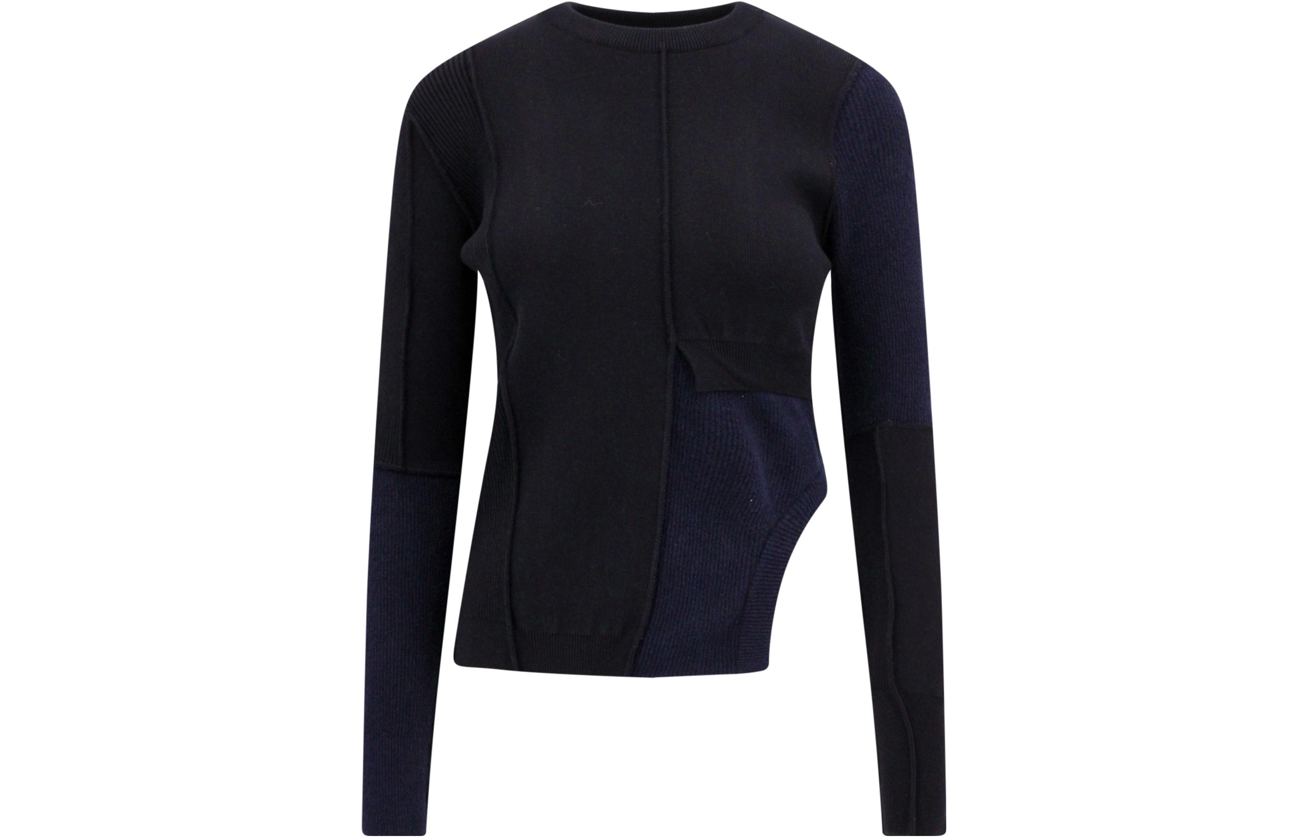 (Women) MM6 Maison Margiela FW23  Asymmetric Long Sleeve Sweater Black. S52HL0012S18283002F