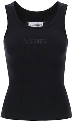 (Women) MM6 Maison Margiela FW23 Black Slim Fit Tank with Numeric Logo Print S52NL0067S23965900 Order (Women) MM6 Maison Margiela FW23 Black Slim Fit Tank with Numeric Logo Print S52NL0067S23965900